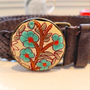 Tristan brown belt - flowers